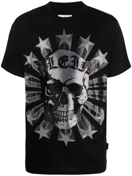Tricou Philipp Plein cu decolteu rotund negru
