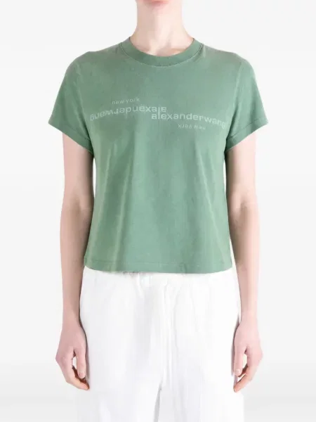 Scurt tricou Alexander Wang cu imagine verde