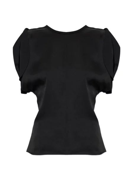 Top Victoria Beckham fără mâneci cu volane negru
