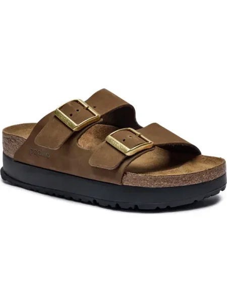 Birkenstock De piele șlapi Arizona Flex Platform | Birkenstock x Papillio | narrow fit maro