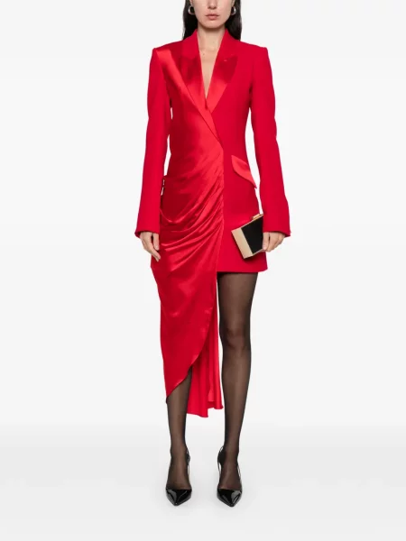 Rochie mini Silk Love & Lace de mătase drapată de costum roșu