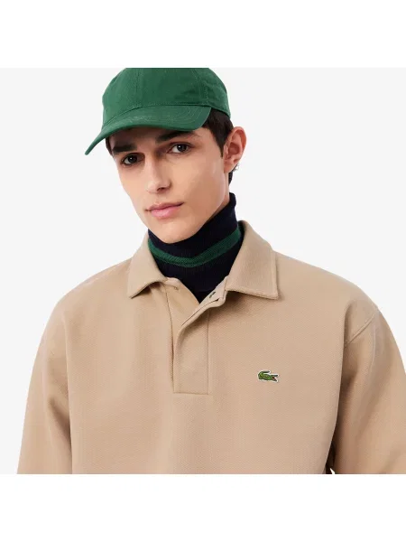 Поло Lacoste с воротником бежевое