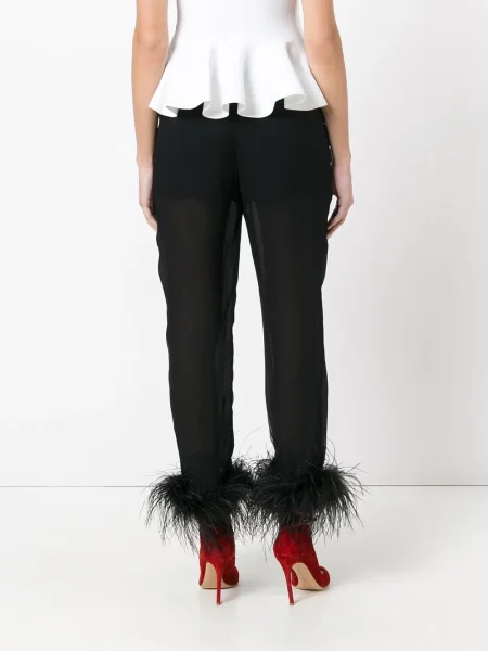 Pantaloni Prada cu pene transparente negru
