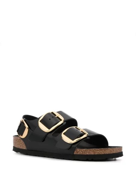 Sandale Birkenstock din piele fără toc negru