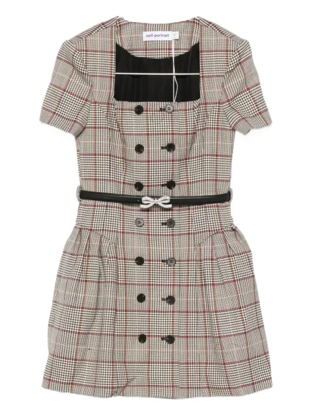 Krótka sukienka mini Self-portrait w kratkę garniturowa