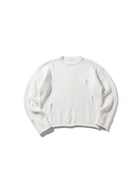 Kleidermafia Sveter Oversize Torn Sweater White' biela