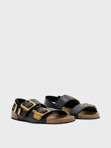 Кожаные босоножки Allsaints черные