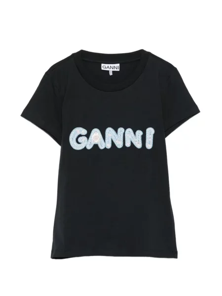 Tricou Ganni cu broderie negru