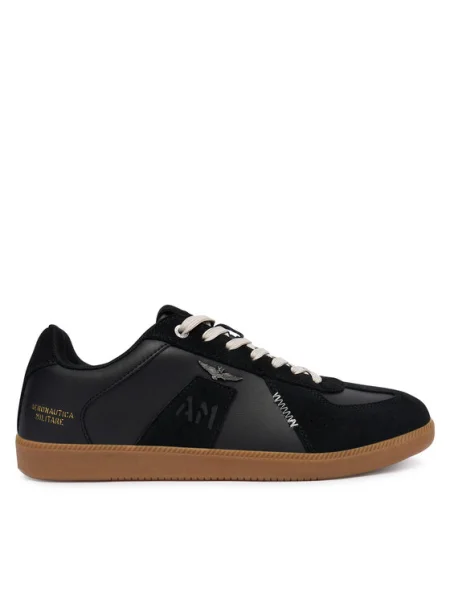 Кожени маратонки Aeronautica Militare SNEAKERS мъжки черно