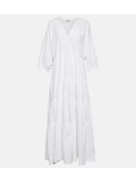 Haftowana sukienka maxi Juliet Dunn popelinowa garniturowa biała