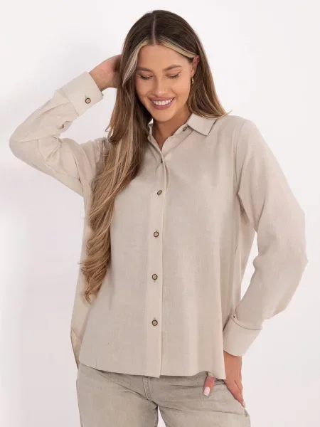 Koszula Lakerta w jednolitym kolorze beżowa