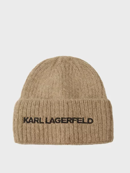 Вовняна шапка Karl Lagerfeld бежева