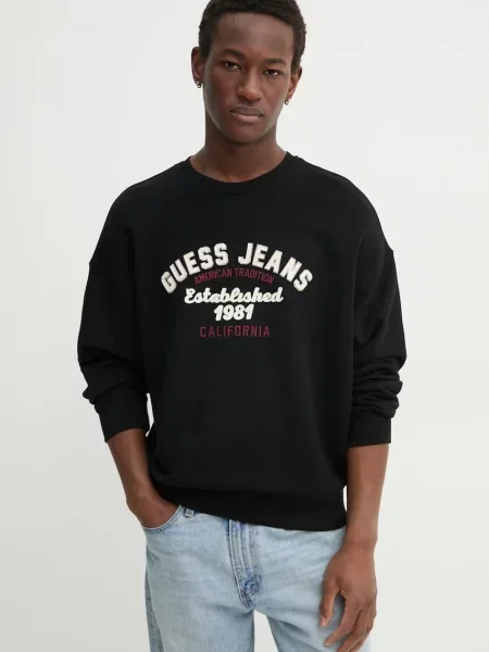 Bombažen pulover Guess Jeans črna