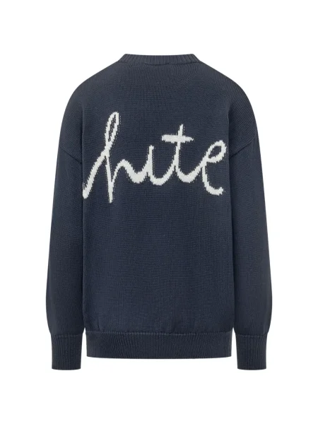 Pulover Off-white cu decolteu rotund alb