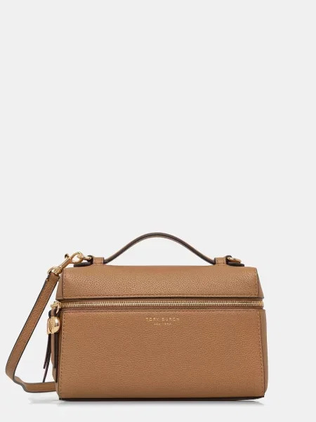 Torebka crossbody Tory Burch skórzana biznesowa brązowa