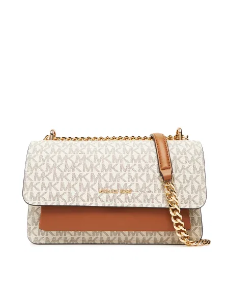MICHAEL Michael Kors Taška cez rameno koňaková / sivobéžová / šedobiela béžová