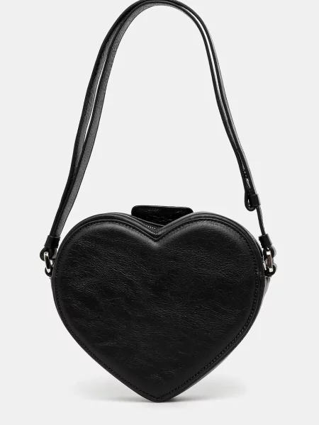 AMBUSH geantă de piele Strapped Heart Shoulder Bag negru