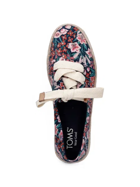 Gėlėtos raštuotos espadrilės Toms su platforma mėlyna