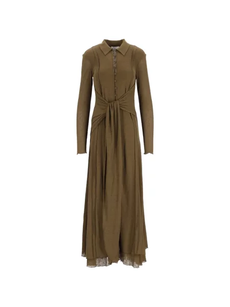 Rochie maxi Ganni plasă cu legături verde