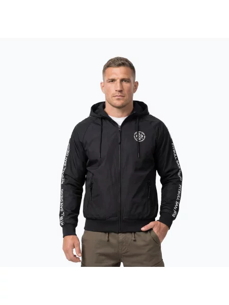 Мъжко яке Pitbull Athletic Tape Nylon Hooded black черно