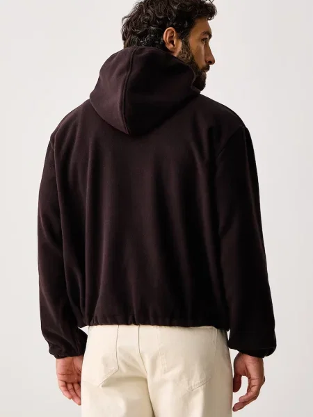 Rains bluza z kapturem polarowa Fleece Hoodie brązowa