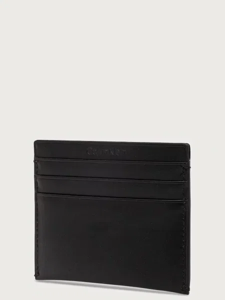 Calvin Klein etui za kartice usnjeni črna