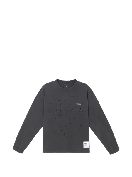 Lung tricou Satisfy zdrențuiți gri