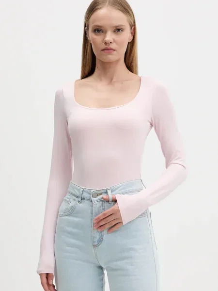 Majica z dolgimi rokavi Hollister Co. roza