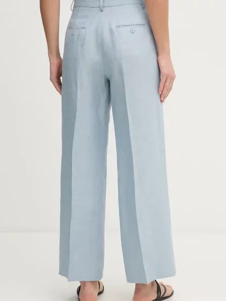 Weekend Max Mara spodnie lniane MALIZIA niebieskie