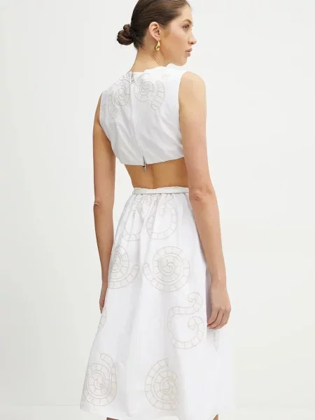 Silvian Heach rochie BONGRAZ midi evazati alb