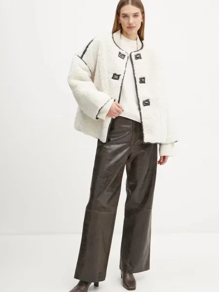 Шкіряні штани Day Birger et Mikkelsen Elijah широкі висока посадка коричневий