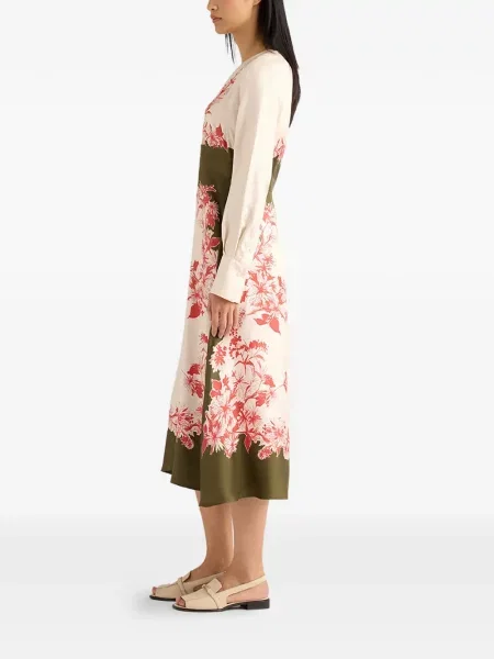 Sukienka midi Momoni w kwiatki z nadrukiem z dekoltem w serek