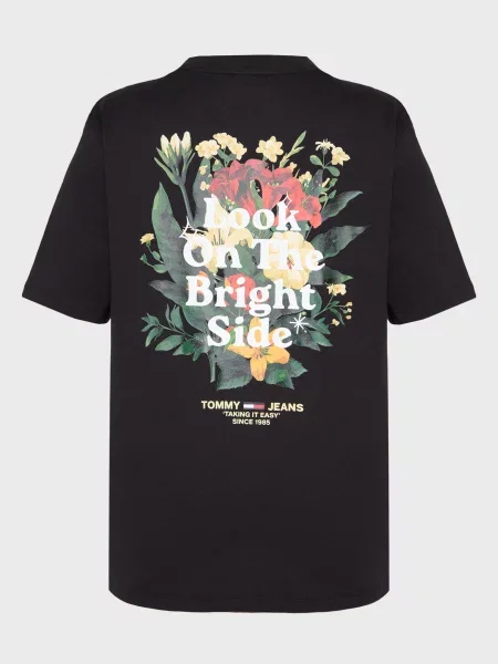Футболка Tommy Jeans в квіточку чорна