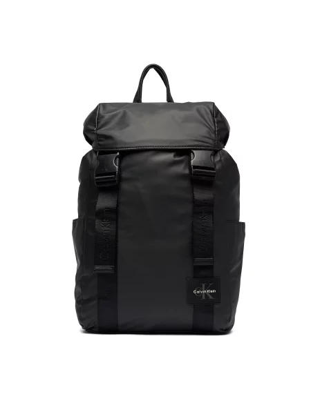 Hátizsák Calvin Klein Rubberized Flap Back Black Universal fekete