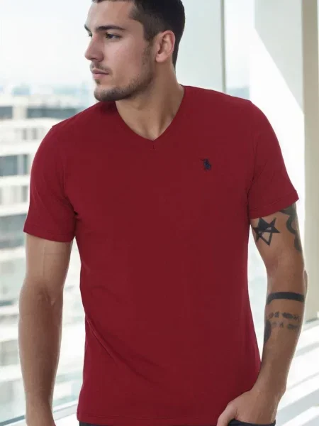 Тениска Dewberry с V-образно деколте червено