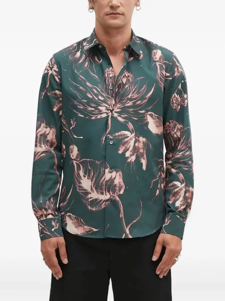 Cămașă Paul Smith cu model floral cu imagine lungă verde
