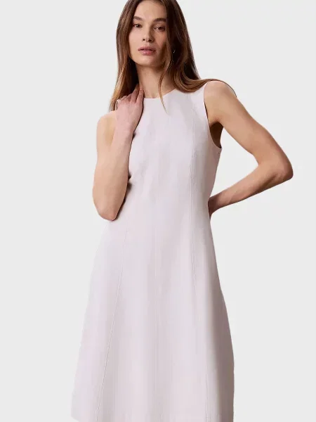 Лляна джинсова сукня Calvin Klein Jeans біла