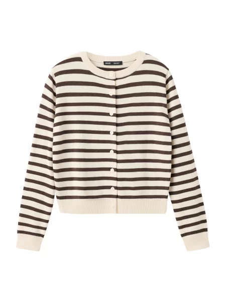 MANGO Geacă tricotată DALTON crem / închis maro