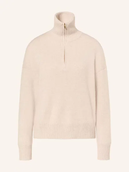 Maje Sweter Typu Troyer Z Kaszmirem beige beżowy