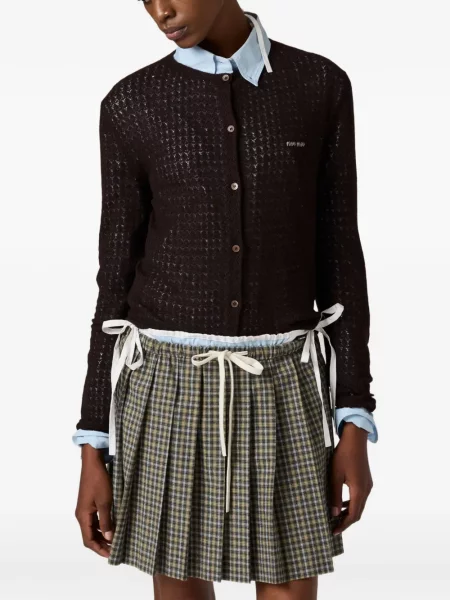 Cardigan Miu Miu de mătase maro