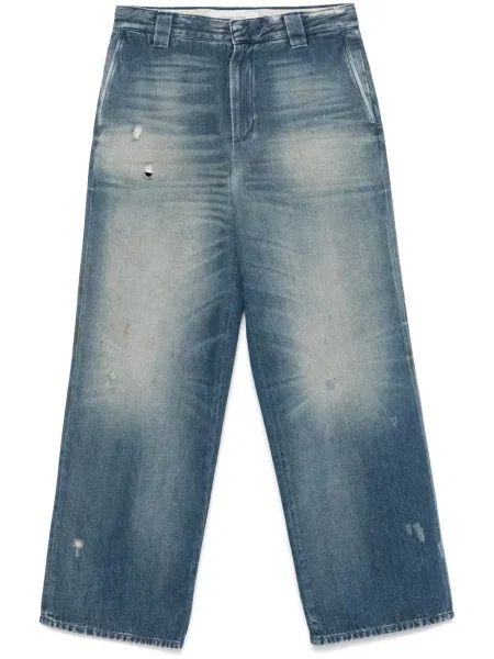 Дънки straight leg Golden Goose с протрити краища синьо