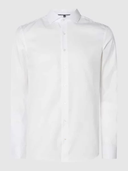 Koszula biznesowa o kroju slim fit z diagonalu Eterna biała