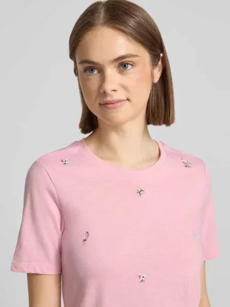 T-shirt o kroju regular fit z czystej bawełny model KETTY' Only różowa