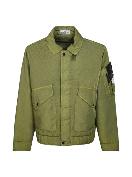 Kurtka Stone Island z twillu z kamieniami zielona