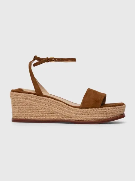 Lauren Ralph Lauren sandale din piele întoarsă Leona maro