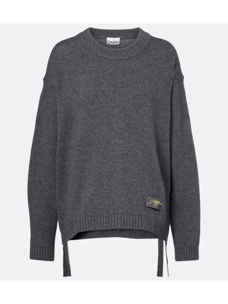Pulover Ganni de lână gri