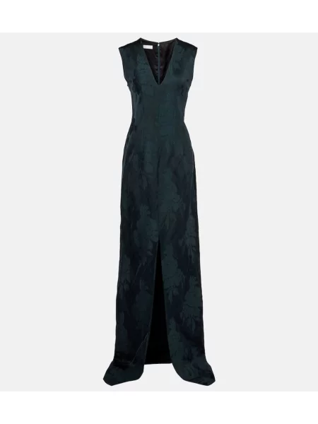 Rochie Dries Van Noten cu model floral din jacard verde