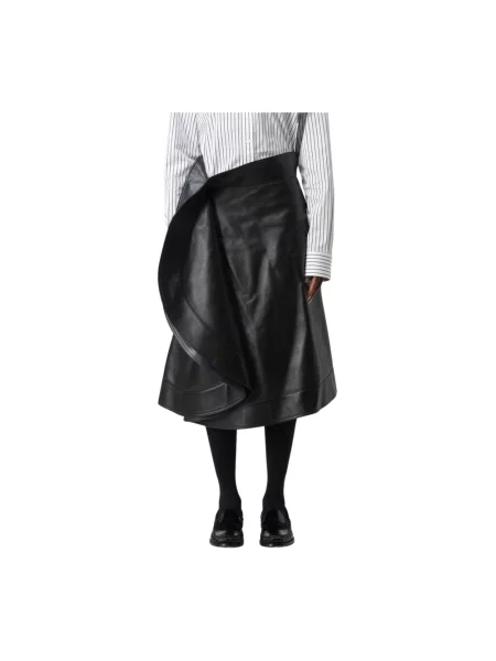 Spódnica skórzana Bottega Veneta w kształcie litery A czarna