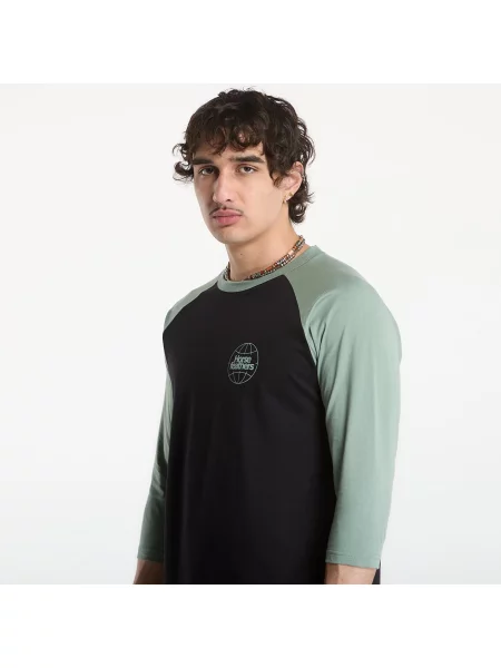 Тениска Horsefeathers Global Raglan T-Shirt Black/ Iceberg Green S черно