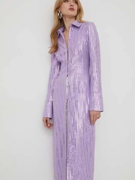 Stine Goya sukienka midi dopasowana fioletowy